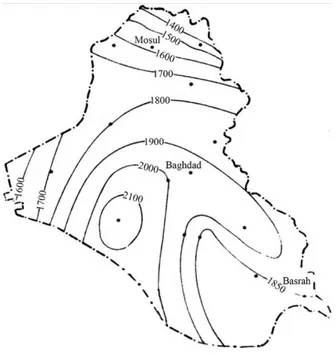 Figure 2: Evaporation rate contours in Iraq [9]. 