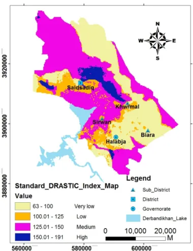 Figure 2. DRASTIC Vulnerability Index Map of HSB 