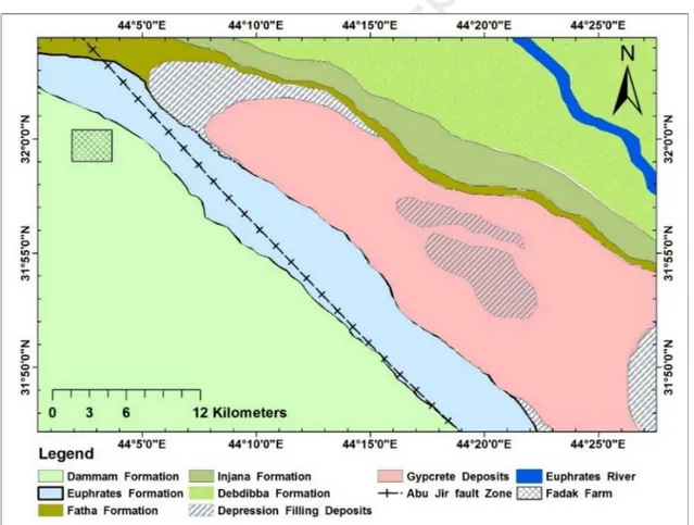 Fig. 2: The geological map of Bahr Al-Najaf depression (Barwary and Nasira, 1996)
