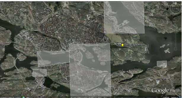Figure B.5.Stockholm port areas, Stockholm group (The image is adapted from Google  Earth)