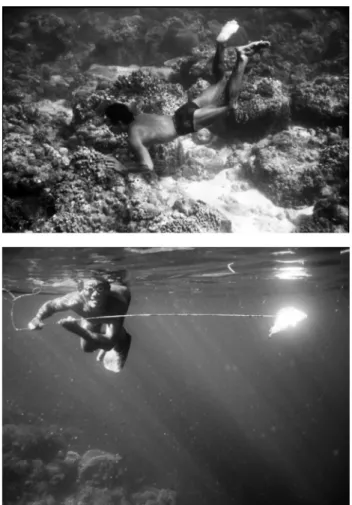 Figure 3a. Bajau diver using goggles. 