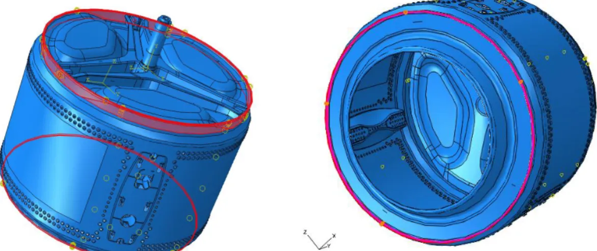 Figure 2.7. Cylinder with highlighted constraints showing rear cover and front  cover unions