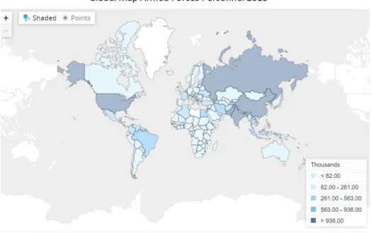 Figure 4 Global Map Armed Forces Personnel 2018