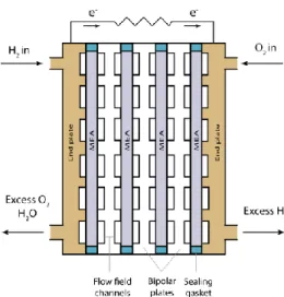 Figure 2.2  Illustration of the BPP in a fuel cell stack.