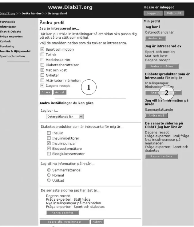 Figur 3.1. Prototyp 1 – Ändra användarprofilen