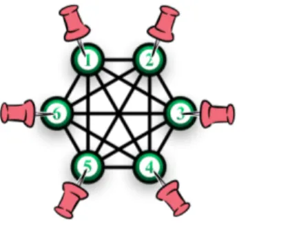 Figure 2.6: Complete Graph with N = 6 nodes all of which are pinned.