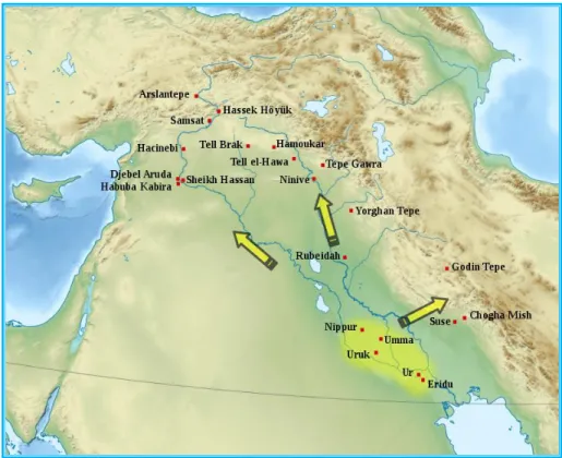 Figure 5: Location map of Uruk showing its area of influence. 