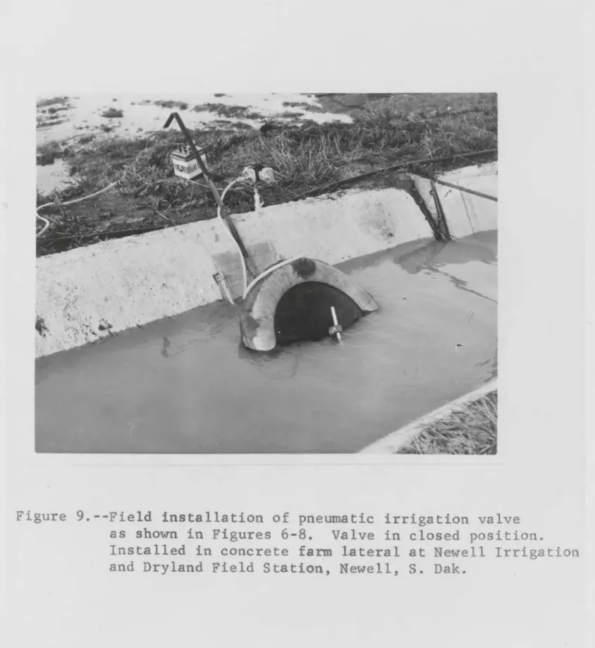 Figure 9.--Field installation of pneumatic irrigation valve as shown in Figures 6-8.  Valve in closed  position.