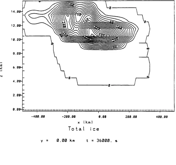 Figure  3.11:  (c)  Control run at 1400 LST  for  total ice  mixing  ratio. 