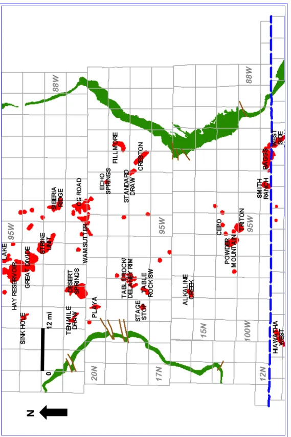 Figure 2.12. The map shows Lewis Shale production in the Great Divide and Washakie basins