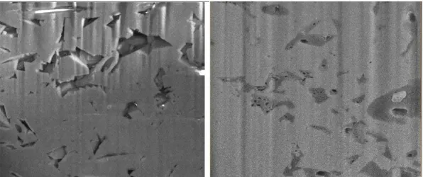 Figure 2.6 SEM images interparticle porosity (left) and kerogen porosity (right) from the  Niobrara Formation