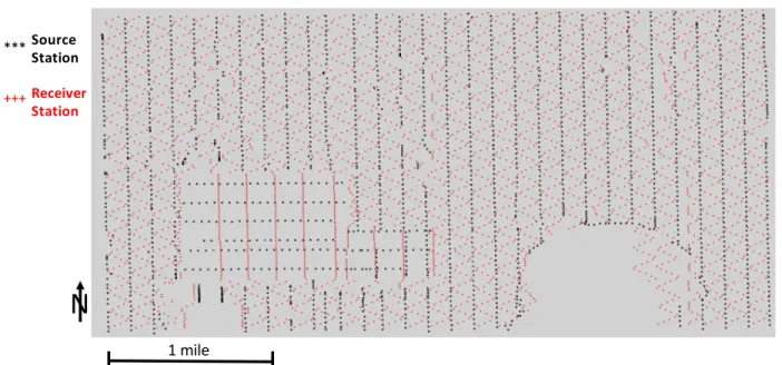 Figure 3.1. Acquisition geometry of the baseline survey using Lockhart Wave. 