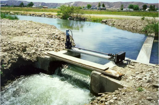 Figure 3.  Automated Armtec gate regulates the Reed Ditch diversion 