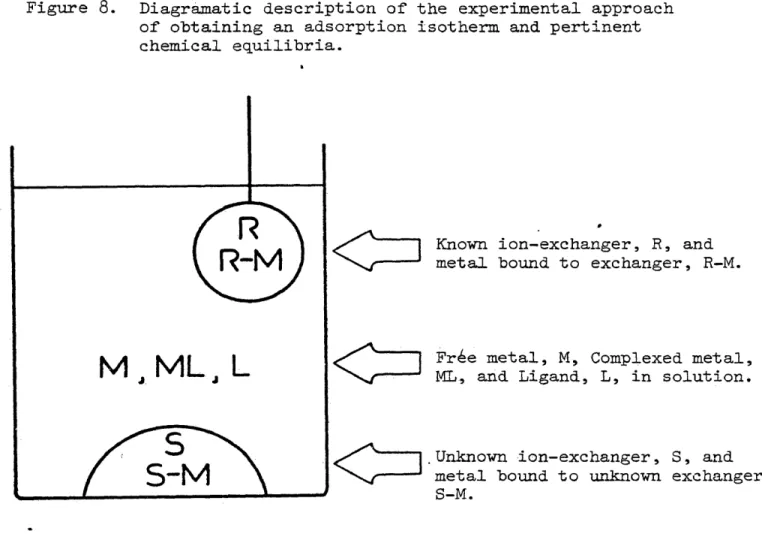 Figure  8.  Diagramatic  description of the  experimental  approach  of obtaining an adsorption  isotherm and pertinent  chemical  equilibria.