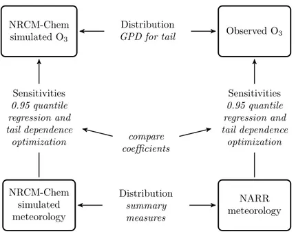 Figure 3.1: Illustration of the framework used in this study to compare simulated and observational data.