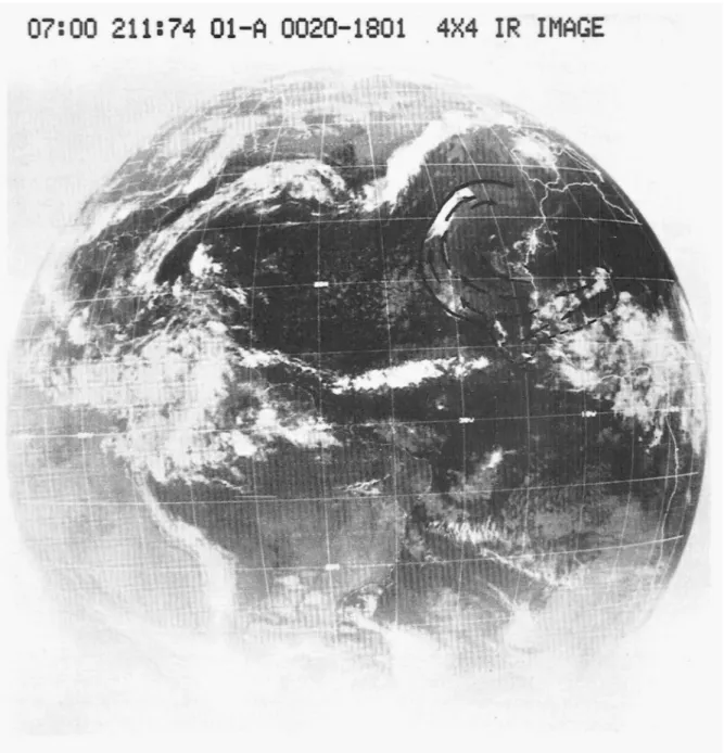 Fig.  3c  Dynamics  of  the  dust  cloud  of  30,July,  1974,  at  0700  GMT,  as  inferred  from  the  IR  SMS-1  images