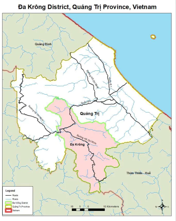 Figure 2: Provincial- scale map showing Đa Krông District, Quảng Trị Province, Vietnam 