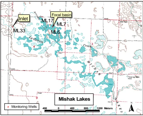 Figure 2. Mishak Lakes study area, northern San Luis Valley, Colorado. 