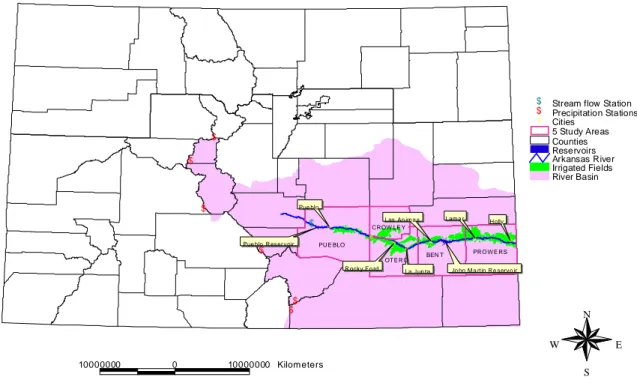 Figure 1: Features of the study area in the Arkansas River basin, Colorado 
