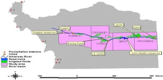 Figure 1. Features of the study area in the Arkansas River Basin, Colorado 