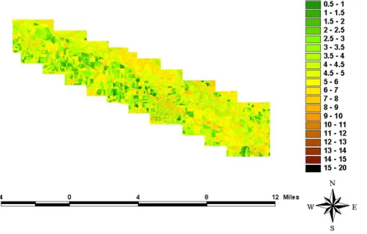Figure 5. Predicted soil salinity for the area covered by the image. 