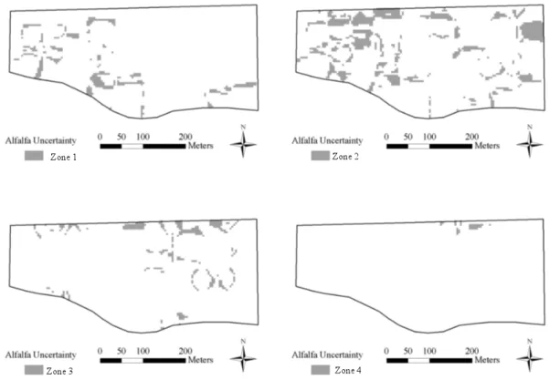 Figure 4: Zones of uncertainty for field US14 for alfalfa. 