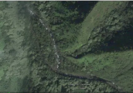 Figure 2.  This Google Earth aerial photo is of a section of the Wainiha River of Kauai, Hawaii, just 