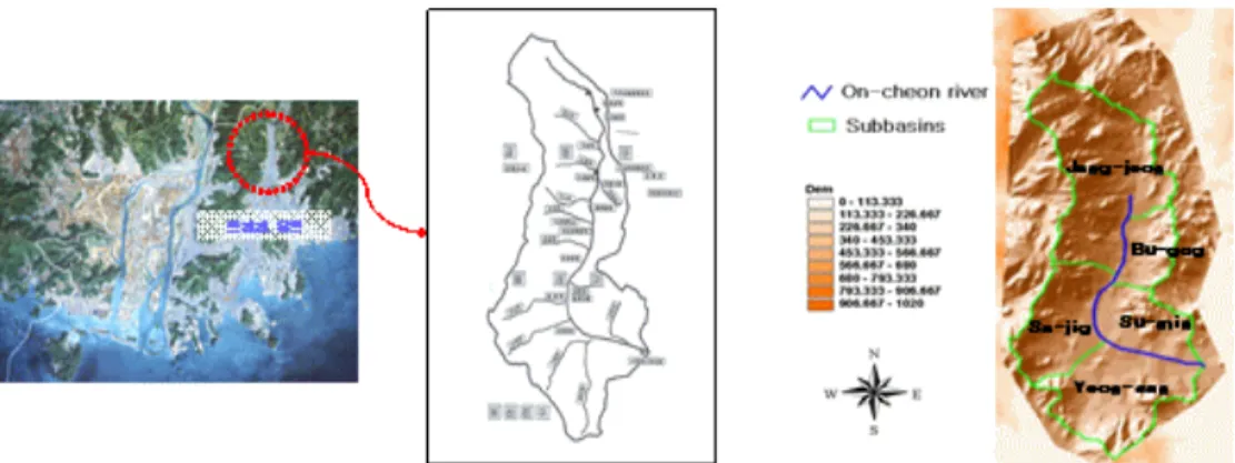 Fig. 1. State of the Watershed of On-cheon Stream and Dividing its Watershed 