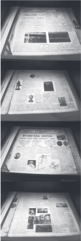 Figur 1: Stockholms Dagblad, 3 och 4 juli,  s. 6 och 7, 1912 (fotografi av läsapparat för  mikro film).