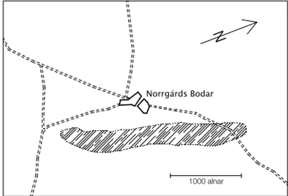 Fig. 1. Munkbovallen i Oviksfjällen. Renritning efter  karta från 1781.