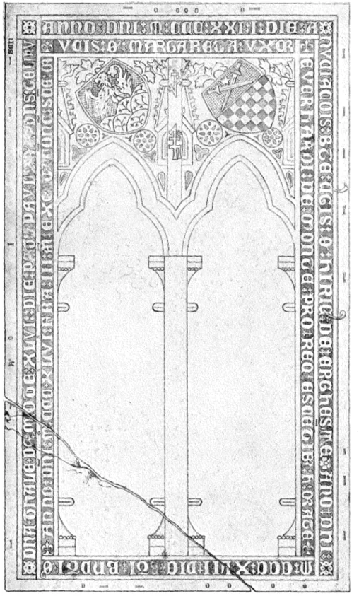Fig.  8.  Prakthäll  från  år  I346,  framgrävd  I937  invid  S:t  Hans'  kyrkoruin  i  Visby