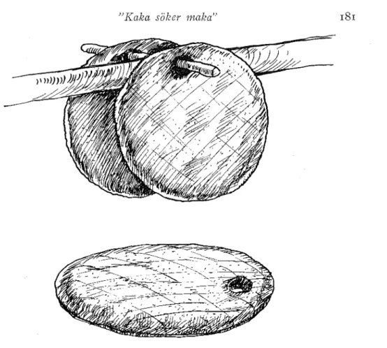 Fig.  2.  Ett  par  hålbröd  med  pinne.  Alajärvi  socken. 