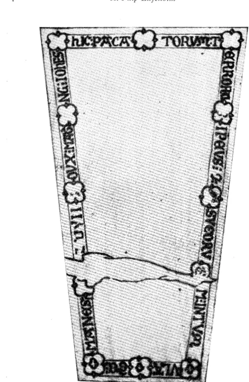 Fig.  3.  J  ohanl1es  dnx'  gravsten  enligt  Brenners  teckning  I670. 