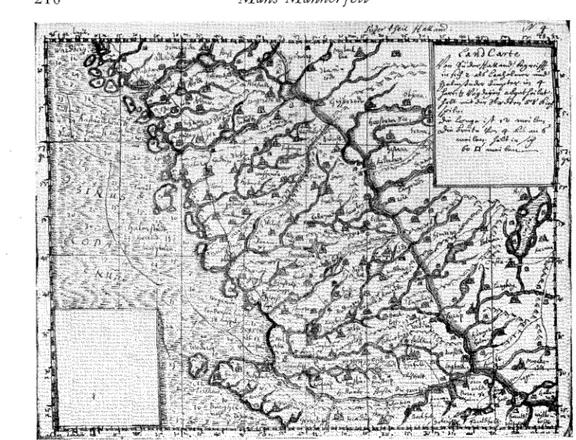 Fig.  3.  Karta  ,över  södra  Halland  av  Johan  Meyer,  GI.  Kgl.  Saml.  712  fal.,  Det  store  Kongel