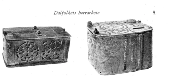 Fig.  2.  Knäppä'skor  från  resp.  Sollerön  och  Mora,  tillverkade  av  dalkarlar  på  herrarbete,  t