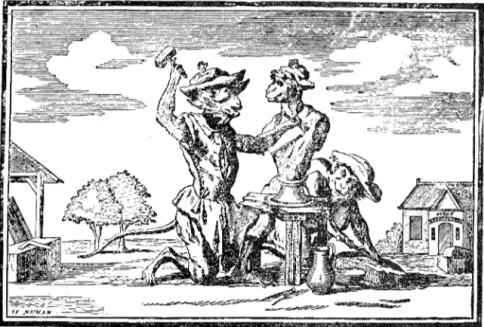 Fig.  19.  Apor  som  konstnärer,  holländskt träsnitt,  c.  1800. 