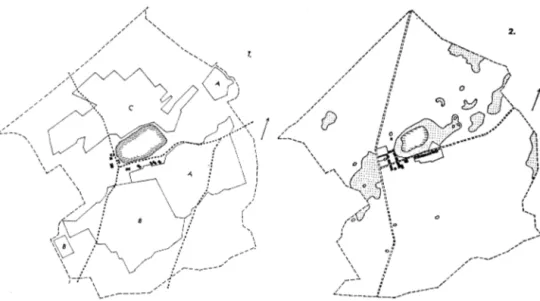 Fig.  10.  Utvecklingen  i  DDR  illustreras  av  dessa  fyra  kartor,  återgivna  efter  Nils  Lewan,  »Från gods by  till  kolchos»,  Geografiska  notiser,  21.,  1963,  s
