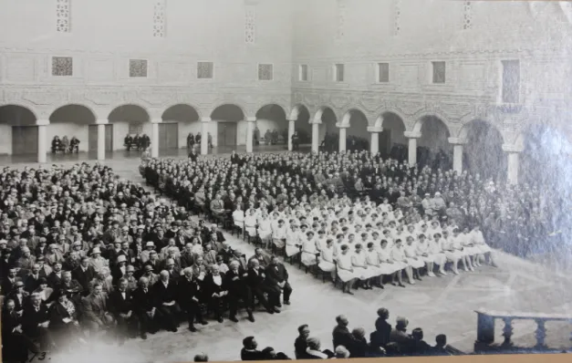 Figure 1. End of semester ceremonial of Stockholm Vocational schools (probably 1920s)