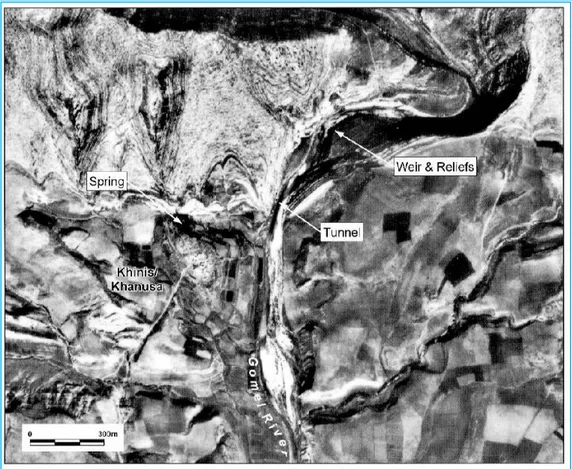 Figure 33: Aerial Photograph (spring 1955) of the Gomel Gorge near Khinis  [11].