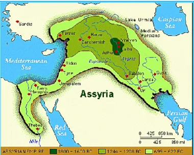 Figure 25: The Assyrian Empire during various phases of its history  [2] . 