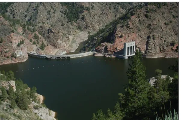 Figure 8: Upstream view of Seminoe Dam. 