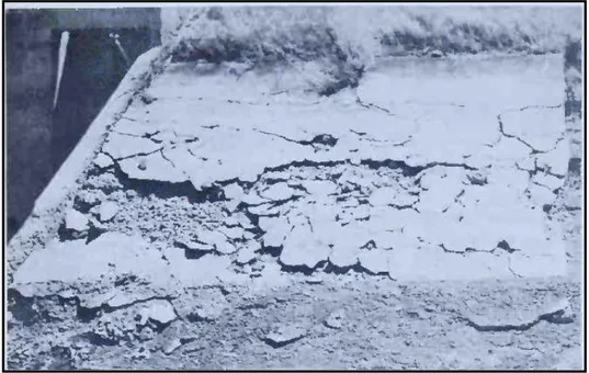 Figure 12: Disintegration of concrete caused by sulfate attack. 