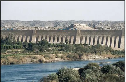 Figure 5: Downstream view of the old (low) Aswan Dam [13]. 