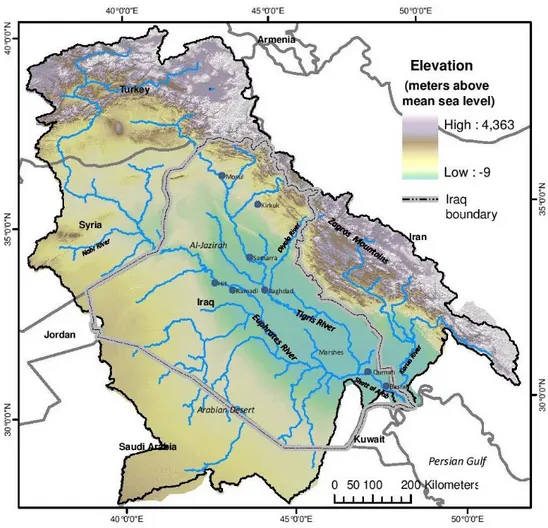 Figure 1: Tigris and Euphrates River catchment area (Flint et al., 2001). 