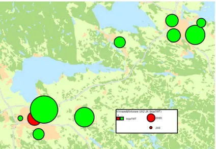 Figur 4 Geografisk fördelning av vinster och förluster 