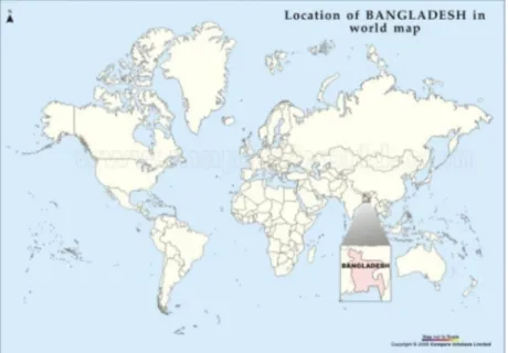 Figure 1. 1 Location of Bangladesh (Maps of world, www.mapsofworld.com) 