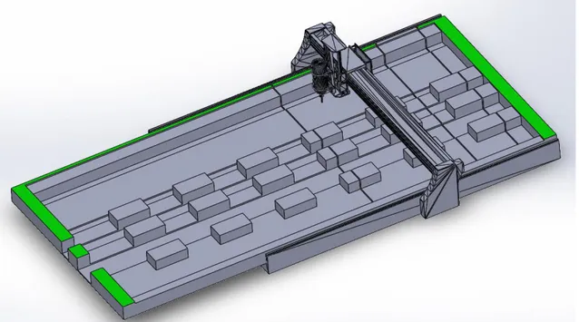 Figur 3 - Fixturen i 3D modell på en fräsmaskin. 