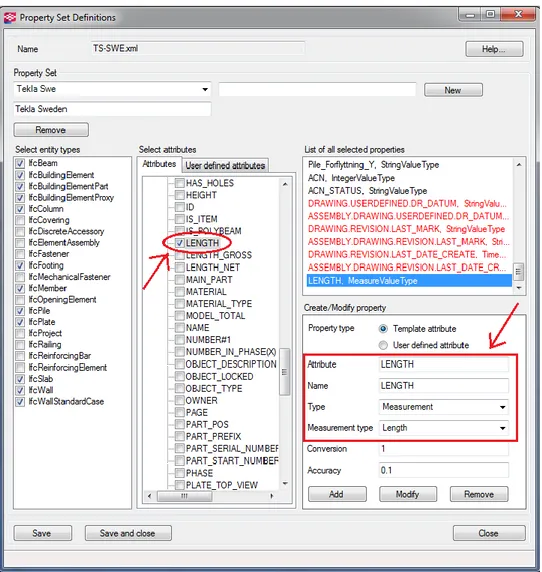 Figur 8 – Val av attribut i Tekla Structures 