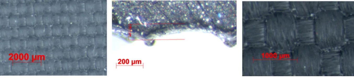 Figur 10 - Mikroskopibild över gropig yttextur  sett från sidan (63x förstoring)