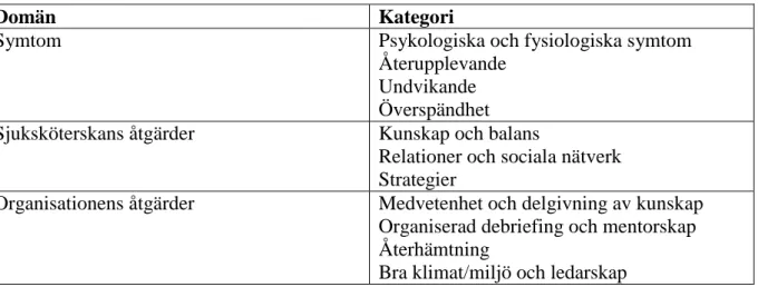 Tabell 2. Domän och kategori 